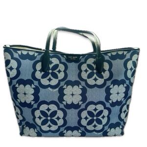 Kate Spade Navy and Light Blue Patterned Tote